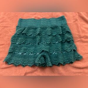 Kids Teal Crochet Shorts